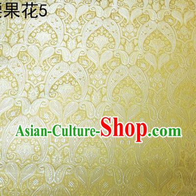 Asian Chinese Traditional Embroidery Paisley Golden Satin Wedding Silk Fabric, Top Grade Tibetan Brocade Tang Suit Hanfu Dress Fabric Cheongsam Cloth Material