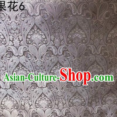 Asian Chinese Traditional Embroidery Paisley Grey Satin Wedding Silk Fabric, Top Grade Tibetan Brocade Tang Suit Hanfu Dress Fabric Cheongsam Cloth Material