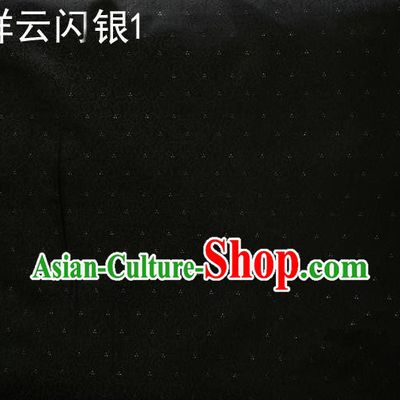 Asian Chinese Traditional Embroidery Gold Thread Black Satin Silk Fabric, Top Grade Brocade Tang Suit Hanfu Fabric Cheongsam Cloth Material