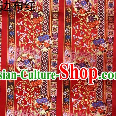 Asian Chinese Traditional Embroidery Satin Silk Fabric, Top Grade Red Nanjing Brocade Tang Suit Hanfu Fabric Cheongsam Cloth Material