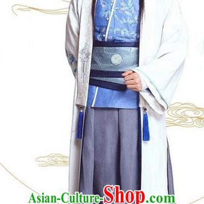 Asian Chinese Northern and Southern Dynasty Royal Highness Costume and Headpiece Complete Set, China Ancient Elegant Hanfu Nobility Childe Embroidered Robes