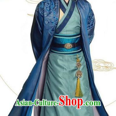 Asian Chinese Northern and Southern Dynasty Nobility Childe Costume and Headpiece Complete Set, China Ancient Elegant Hanfu Prince Embroidered Robes