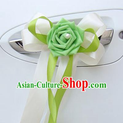 Top Grade Wedding Accessories Decoration, China Style Wedding Limousine Bowknot Green Flowers Bride Ribbon Garlands