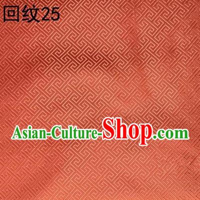 Asian Chinese Traditional Handmade Silk Fabric, Top Grade Nanjing Brocade Tang Suit Hanfu Orange Fabric Cheongsam Cloth Material