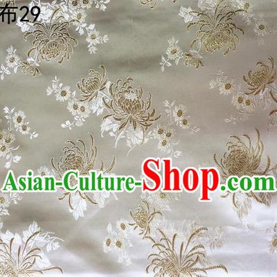 Asian Chinese Traditional Handmade Embroidery Chrysanthemum Flowers Satin Silk Fabric, Top Grade Nanjing Brocade Tang Suit Hanfu Fabric Cheongsam Cloth Material