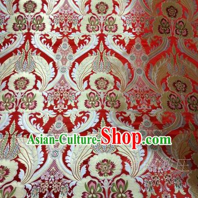 Asian Chinese Traditional Handmade Embroidery Ombre Flowers Satin Silk Fabric, Top Grade Nanjing Brocade Tang Suit Kimono Hanfu Blue Fabric Cheongsam Cloth Material