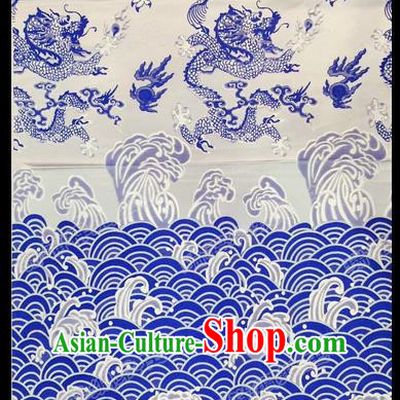 Asian Chinese Traditional Handmade Embroidery Dragon Satin Silk Fabric, Top Grade Nanjing Brocade Tang Suit Hanfu Fabric Cheongsam Cloth Material