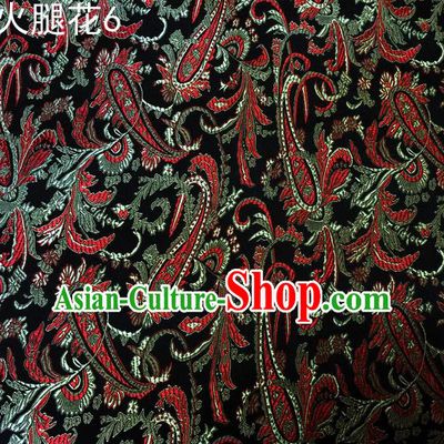 Asian Chinese Traditional Handmade Embroidery Ham Flowers Satin Wedding Silk Fabric, Top Grade Nanjing Brocade Tang Suit Hanfu Fabric Cheongsam Black Cloth Material