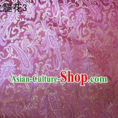 Asian Chinese Traditional Handmade Embroidery Ham Flowers Satin Wedding Silk Fabric, Top Grade Nanjing Brocade Tang Suit Hanfu Fabric Cheongsam Pink Cloth Material