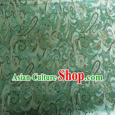 Asian Chinese Traditional Handmade Embroidery Ham Flowers Satin Wedding Silk Fabric, Top Grade Nanjing Brocade Tang Suit Hanfu Fabric Cheongsam Green Cloth Material