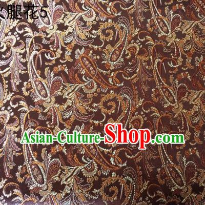 Asian Chinese Traditional Handmade Embroidery Ham Flowers Satin Wedding Silk Fabric, Top Grade Nanjing Brocade Tang Suit Hanfu Fabric Cheongsam Coffee Cloth Material