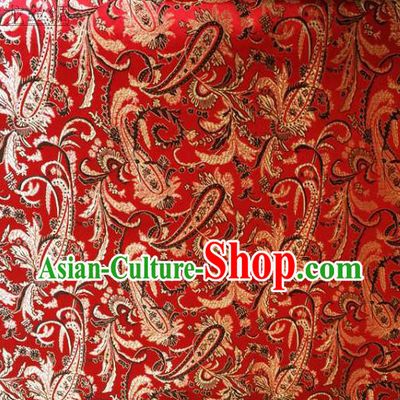 Asian Chinese Traditional Handmade Embroidery Ham Flowers Satin Wedding Silk Fabric, Top Grade Nanjing Brocade Tang Suit Hanfu Fabric Cheongsam Red Cloth Material