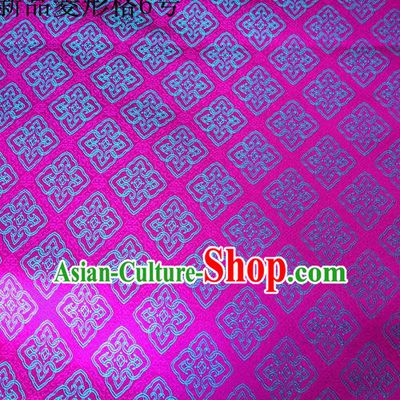 Asian Chinese Traditional Handmade Embroidery Rhombus Pattern Satin Silk Fabric, Top Grade Nanjing Brocade Tang Suit Hanfu Fabric Cheongsam Rosy Cloth Material
