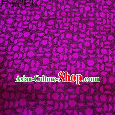 Asian Chinese Traditional Handmade Embroidery Moon Flowers Satin Silk Fabric, Top Grade Nanjing Brocade Tang Suit Hanfu Fabric Cheongsam Purple Cloth Material