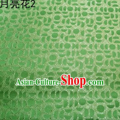 Asian Chinese Traditional Handmade Embroidery Moon Flowers Satin Silk Fabric, Top Grade Nanjing Brocade Tang Suit Hanfu Fabric Cheongsam Green Cloth Material