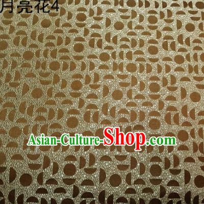 Asian Chinese Traditional Handmade Embroidery Moon Flowers Satin Silk Fabric, Top Grade Nanjing Brocade Tang Suit Hanfu Fabric Cheongsam Golden Cloth Material