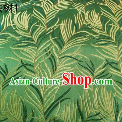 Asian Chinese Traditional Handmade Embroidery Bunga Manggar Flowers Satin Green Silk Fabric, Top Grade Nanjing Brocade Tang Suit Hanfu Fabric Cheongsam Cloth Material