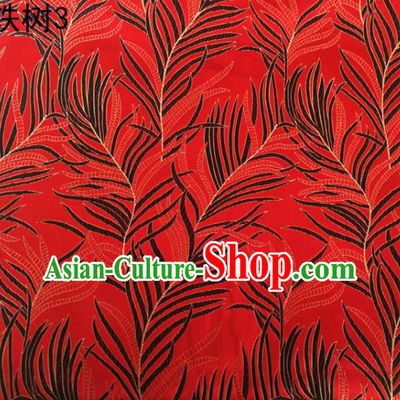 Asian Chinese Traditional Handmade Embroidery Bunga Manggar Flowers Satin Red Silk Fabric, Top Grade Nanjing Brocade Tang Suit Hanfu Fabric Cheongsam Cloth Material