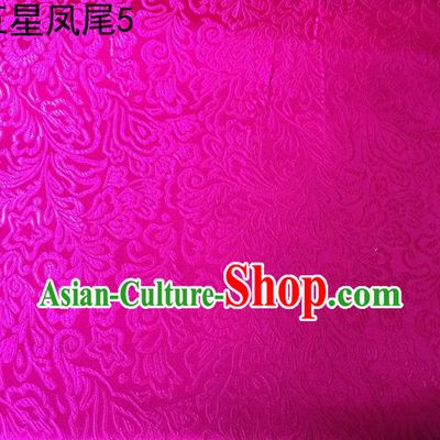 Asian Chinese Traditional Handmade Embroidery Five-star Ombre Flowers Satin Rosy Silk Fabric, Top Grade Nanjing Brocade Tang Suit Hanfu Fabric Cheongsam Cloth Material