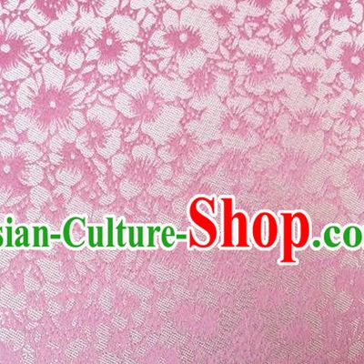 Traditional Asian Chinese Handmade Embroidery Oriental Cherry Satin Pink Silk Fabric, Top Grade Nanjing Brocade Tang Suit Hanfu Clothing Fabric Cheongsam Cloth Material