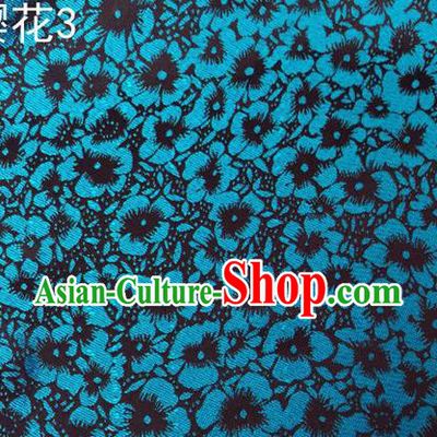 Traditional Asian Chinese Handmade Embroidery Oriental Cherry Satin Green Silk Fabric, Top Grade Nanjing Brocade Tang Suit Hanfu Clothing Fabric Cheongsam Cloth Material