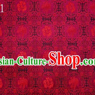 Traditional Asian Chinese Handmade Embroidery Flowers Satin Red Silk Fabric, Top Grade Nanjing Brocade Tang Suit Hanfu Clothing Fabric Cheongsam Cloth Material