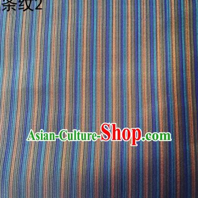 Asian Chinese Traditional Handmade Printing Column Bar Satin Thangka Blue Silk Fabric, Top Grade Nanjing Brocade Tang Suit Hanfu Fabric Cheongsam Cloth Material
