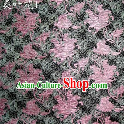 Traditional Asian Chinese Handmade Embroidery Mulberry Leaf Flowers Satin Grey Silk Fabric, Top Grade Nanjing Brocade Tang Suit Hanfu Clothing Fabric Cheongsam Cloth Material