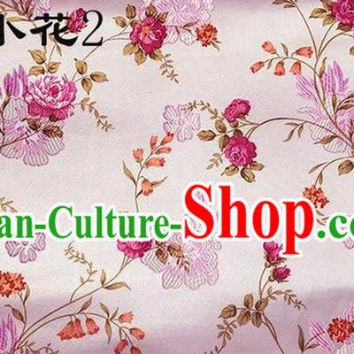Traditional Asian Chinese Handmade Embroidery Little Rose Flowers Satin Pink Silk Fabric, Top Grade Nanjing Brocade Tang Suit Hanfu Clothing Fabric Cheongsam Cloth Material