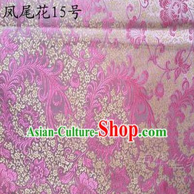 Traditional Asian Chinese Handmade Embroidery Ombre Peony Flowers Satin Pink Silk Fabric, Top Grade Nanjing Brocade Tang Suit Hanfu Clothing Fabric Cheongsam Cloth Material