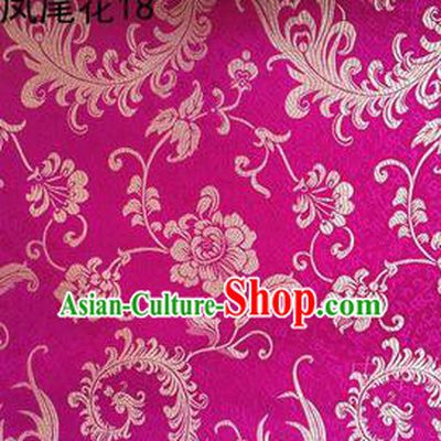 Traditional Asian Chinese Handmade Embroidery Ombre Peony Flowers Satin Rosy Silk Fabric, Top Grade Nanjing Brocade Tang Suit Hanfu Clothing Fabric Cheongsam Cloth Material