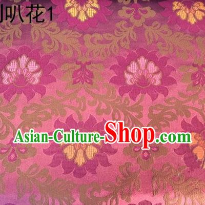 Traditional Asian Chinese Handmade Embroidery Petunia Flowers Satin Pink Silk Fabric, Top Grade Nanjing Brocade Tang Suit Hanfu Clothing Fabric Cheongsam Cloth Material
