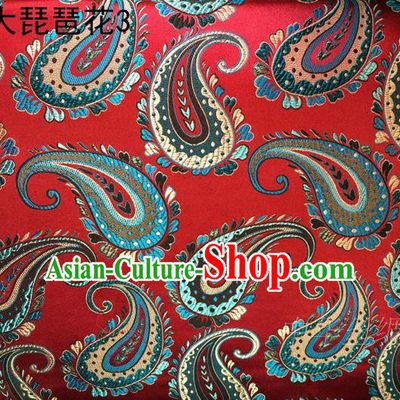 Traditional Asian Chinese Handmade Embroidery Pipa Take Satin Red Silk Fabric, Top Grade Nanjing Brocade Ancient Costume Tang Suit Hanfu Clothing Fabric Cheongsam Cloth Material