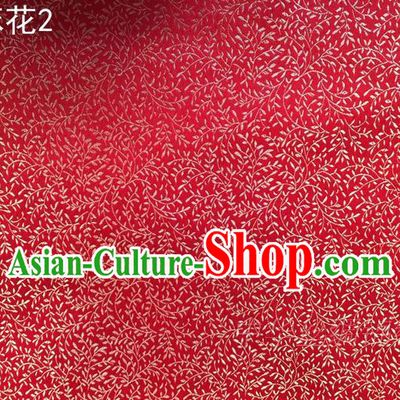 Traditional Asian Chinese Handmade Embroidery Sesame Flowers Satin Red Silk Fabric, Top Grade Nanjing Brocade Ancient Costume Tang Suit Hanfu Clothing Fabric Cheongsam Cloth Material
