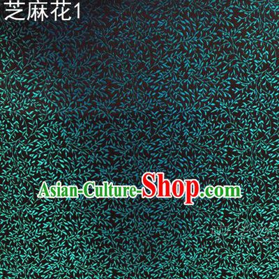 Traditional Asian Chinese Handmade Embroidery Sesame Flowers Satin Green Silk Fabric, Top Grade Nanjing Brocade Ancient Costume Tang Suit Hanfu Clothing Fabric Cheongsam Cloth Material