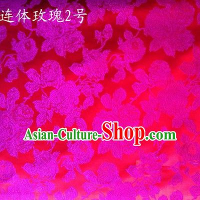 Traditional Asian Chinese Handmade Printing Flowers Satin Pink Silk Fabric, Top Grade Nanjing Brocade Tang Suit Hanfu Clothing Fabric Cheongsam Cloth Material