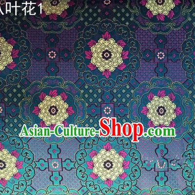 Traditional Asian Chinese Handmade Embroidery Flowers Mongolian Robe Satin Peacock Blue Silk Fabric, Top Grade Nanjing Brocade Ancient Costume Tang Suit Hanfu Clothing Fabric Cheongsam Cloth Material