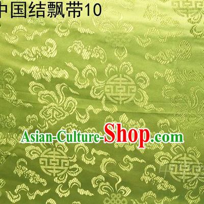 Traditional Asian Chinese Handmade Embroidery Chinese Knot Ribbons Satin Golden Silk Fabric, Top Grade Nanjing Brocade Tang Suit Hanfu Fabric Cheongsam Cloth Material
