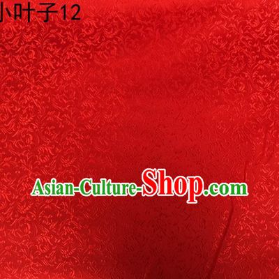 Traditional Asian Chinese Handmade Embroidery Wheat Leaf Satin Silk Fabric, Top Grade Nanjing Red Brocade Tang Suit Hanfu Clothing Fabric Cheongsam Cloth Material