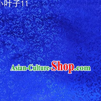 Traditional Asian Chinese Handmade Embroidery Wheat Leaf Satin Silk Fabric, Top Grade Nanjing Blue Brocade Tang Suit Hanfu Clothing Fabric Cheongsam Cloth Material