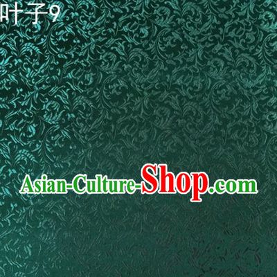 Traditional Asian Chinese Handmade Embroidery Wheat Leaf Satin Silk Fabric, Top Grade Nanjing Green Brocade Tang Suit Hanfu Clothing Fabric Cheongsam Cloth Material