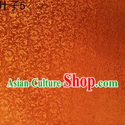 Traditional Asian Chinese Handmade Embroidery Wheat Leaf Satin Silk Fabric, Top Grade Nanjing Orange Brocade Tang Suit Hanfu Clothing Fabric Cheongsam Cloth Material