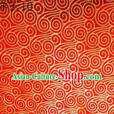 Traditional Asian Chinese Handmade Embroidery Auspicious Clouds Satin Red Silk Fabric, Top Grade Nanjing Brocade Tang Suit Hanfu Clothing Fabric Cheongsam Cloth Material