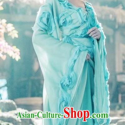 Asian Chinese Traditional Ancient Fairy Princess Dance Costume and Headpiece Complete Set, China Ming Dynasty Elegant Hanfu Clothing Peri Palace Lady Dress for Women
