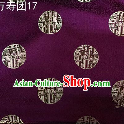 Traditional Asian Chinese Handmade Embroidery Manju Pattern Satin Tang Suit Purple Silk Fabric, Top Grade Nanjing Brocade Ancient Costume Hanfu Clothing Fabric Cheongsam Cloth Material