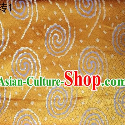 Traditional Asian Chinese Handmade Embroidery Satin Tang Suit Golden Silk Fabric, Top Grade Nanjing Brocade Ancient Costume Hanfu Clothing Fabric Cheongsam Cloth Material