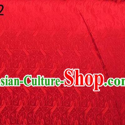 Traditional Asian Chinese Handmade Jacquard Weave Fish Pattern Satin Tang Suit Red Silk Fabric, Top Grade Nanjing Brocade Ancient Costume Hanfu Clothing Fabric Cheongsam Cloth Material