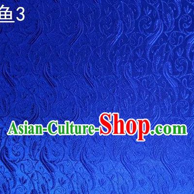 Traditional Asian Chinese Handmade Jacquard Weave Fish Pattern Satin Tang Suit Royalblue Silk Fabric, Top Grade Nanjing Brocade Ancient Costume Hanfu Clothing Fabric Cheongsam Cloth Material