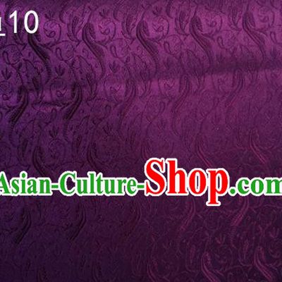 Traditional Asian Chinese Handmade Jacquard Weave Fish Pattern Satin Tang Suit Purple Silk Fabric, Top Grade Nanjing Brocade Ancient Costume Hanfu Clothing Fabric Cheongsam Cloth Material
