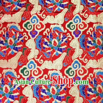 Traditional Asian Chinese Handmade Embroidery Satin Tang Suit Red Fabric, Nanjing Brocade Ancient Costume Hanfu Xiuhe Suit Cheongsam Cloth Material